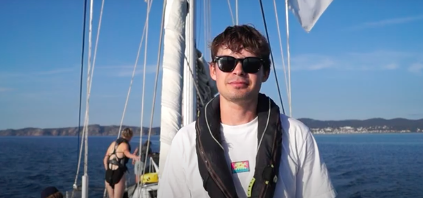 Marcus på sit første dyk